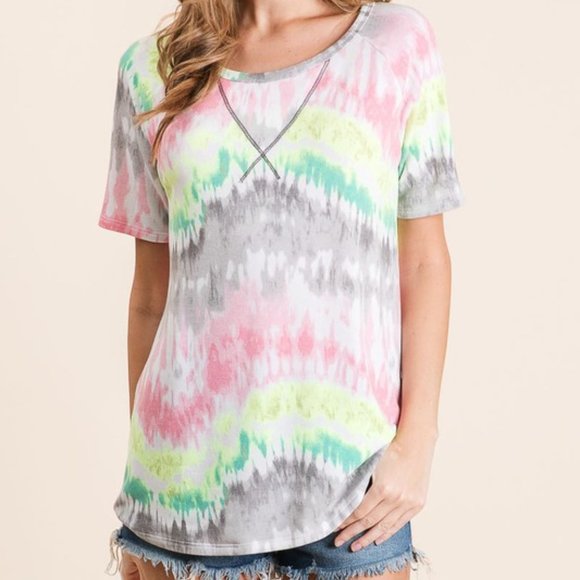 TIE DYE PRINT TOP WITH RAGLAN SLEEVES - Picture 2 of 11